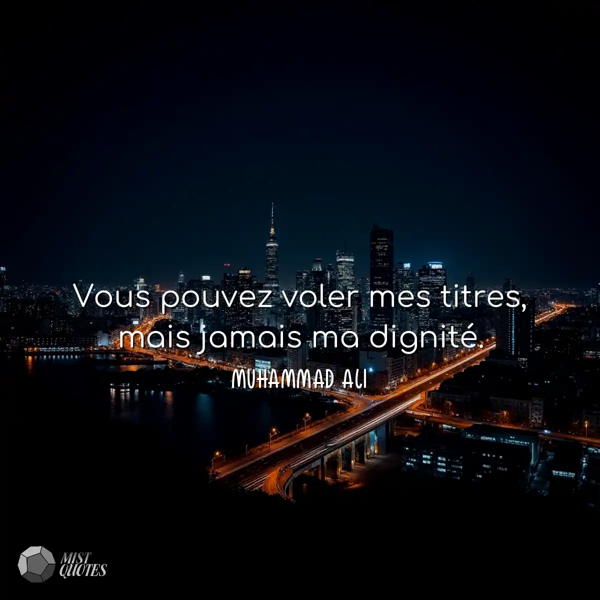 Vous pouvez voler mes titres, mais jamais ma digni