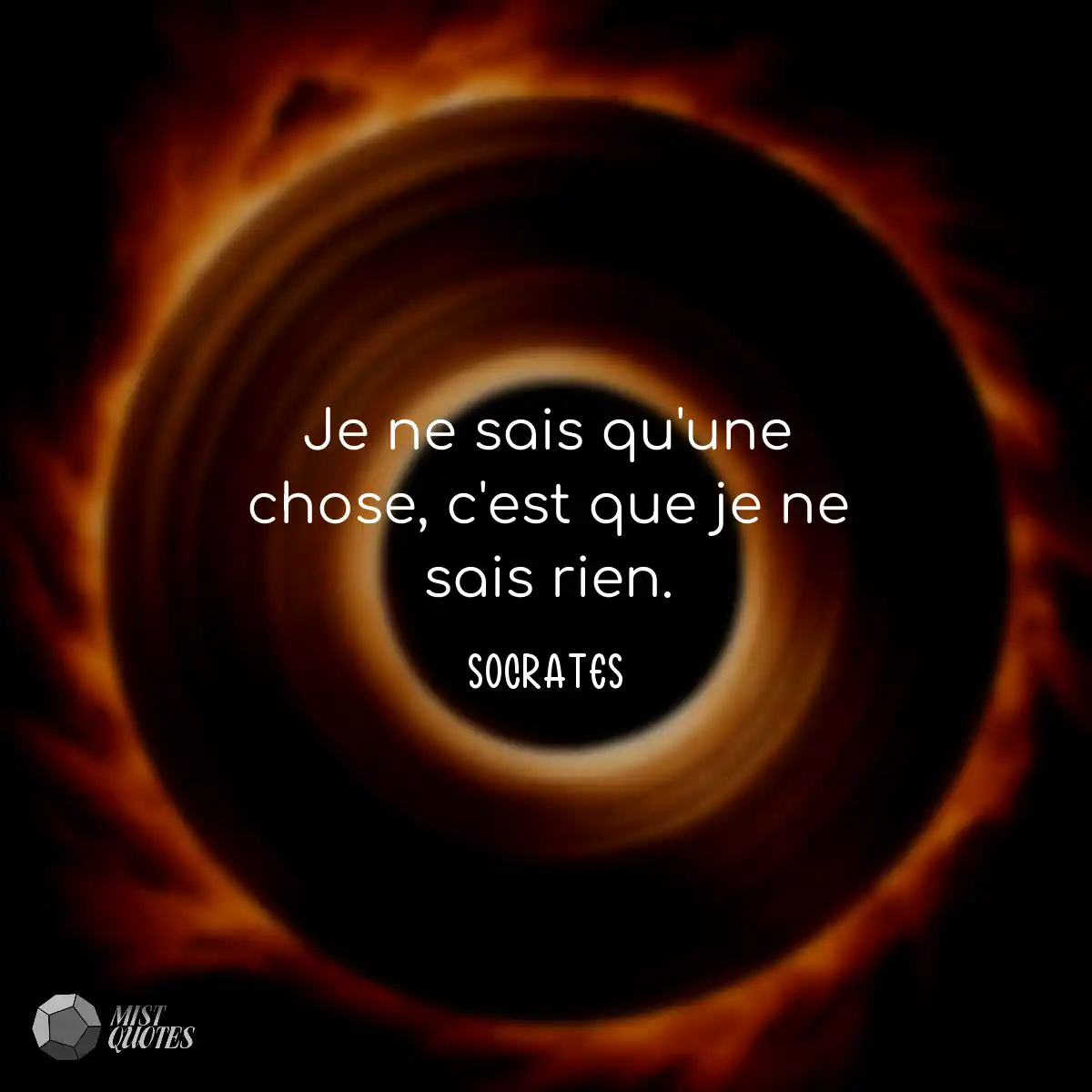 Je ne sais qu'une chose, c'est que je ne