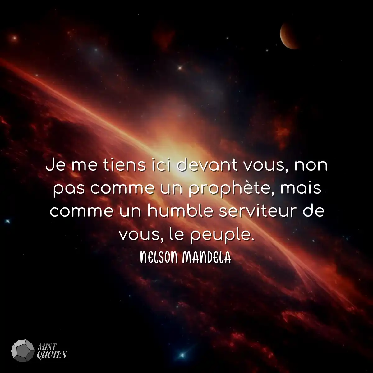 Je me tiens ici devant vous, non pas comme un prop