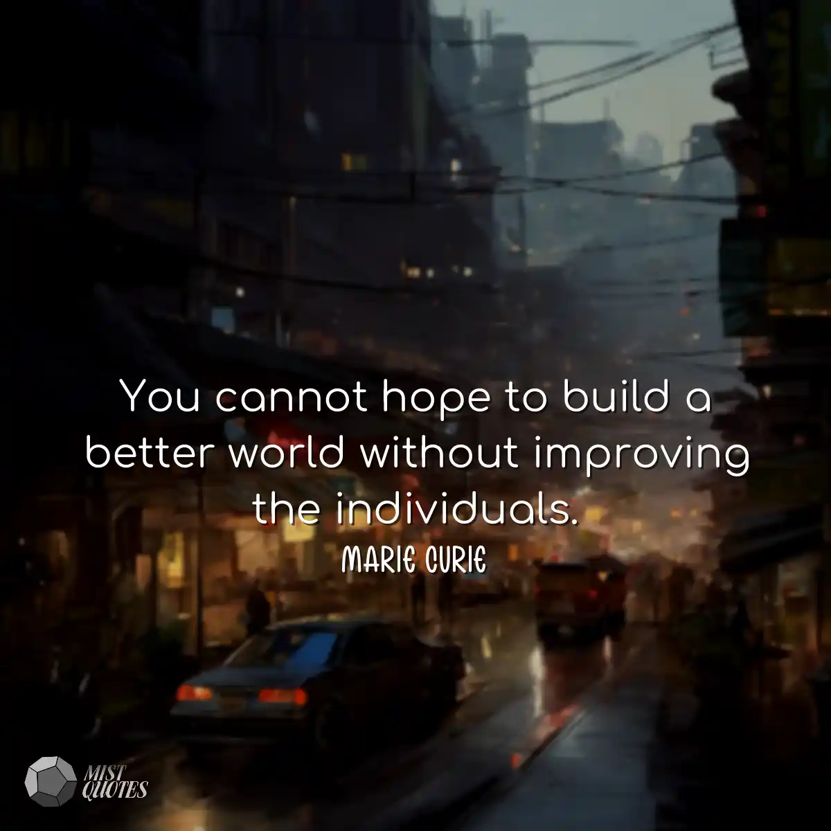 You cannot hope to build a better world 