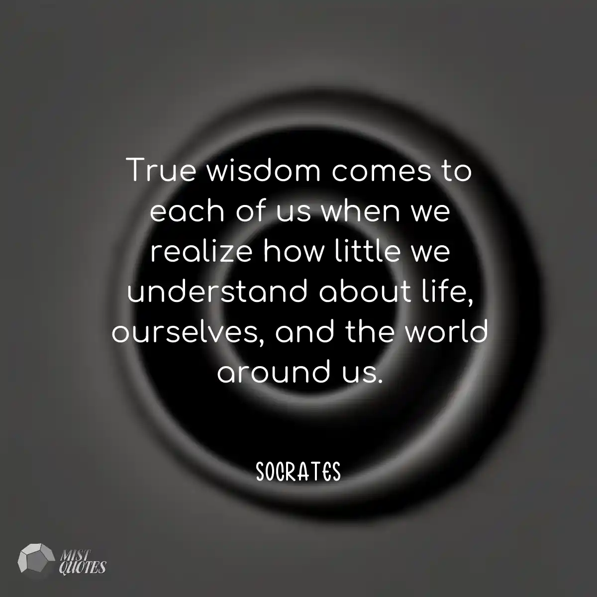 True wisdom comes to each of us when we realize ho