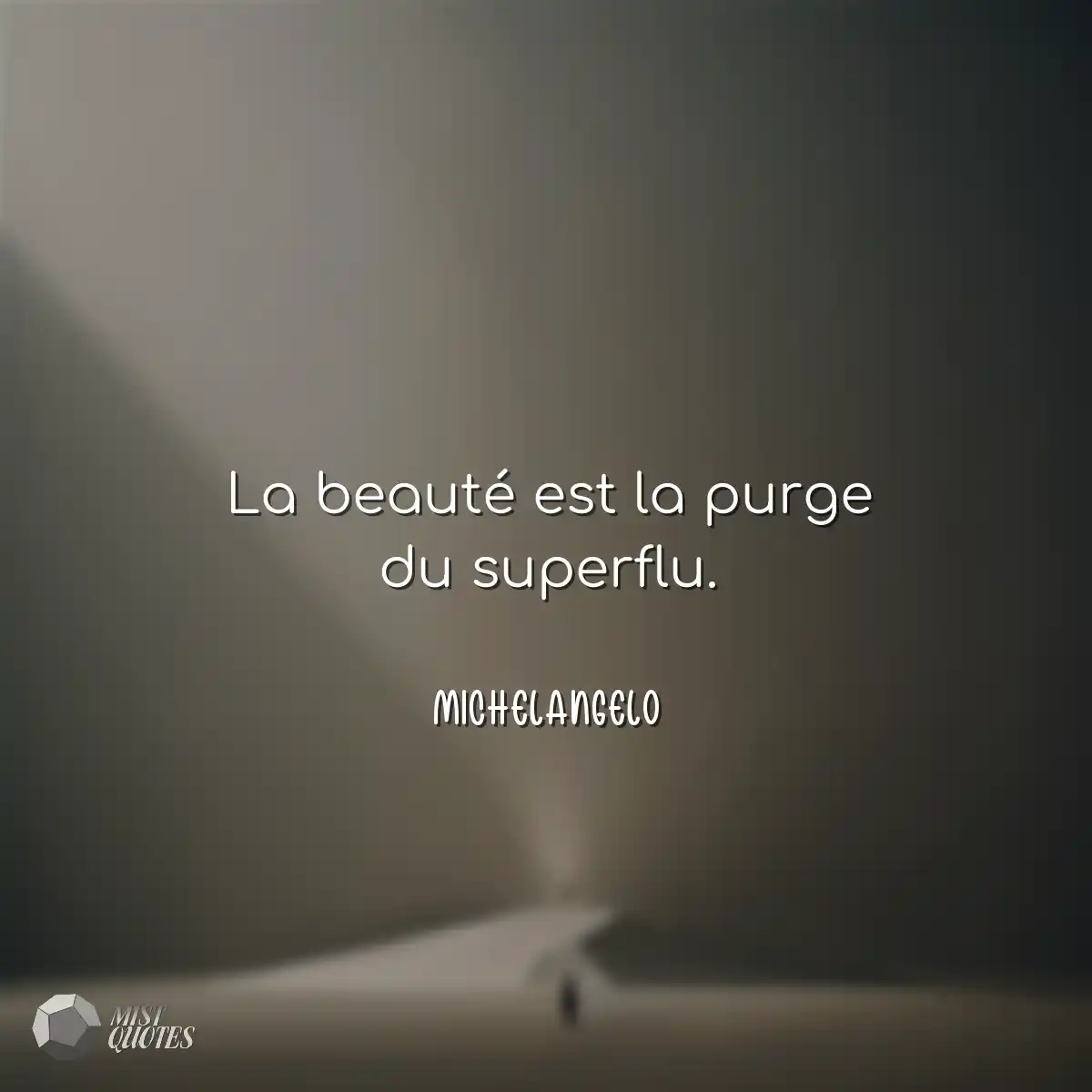 La beauté est la purge du superflu.