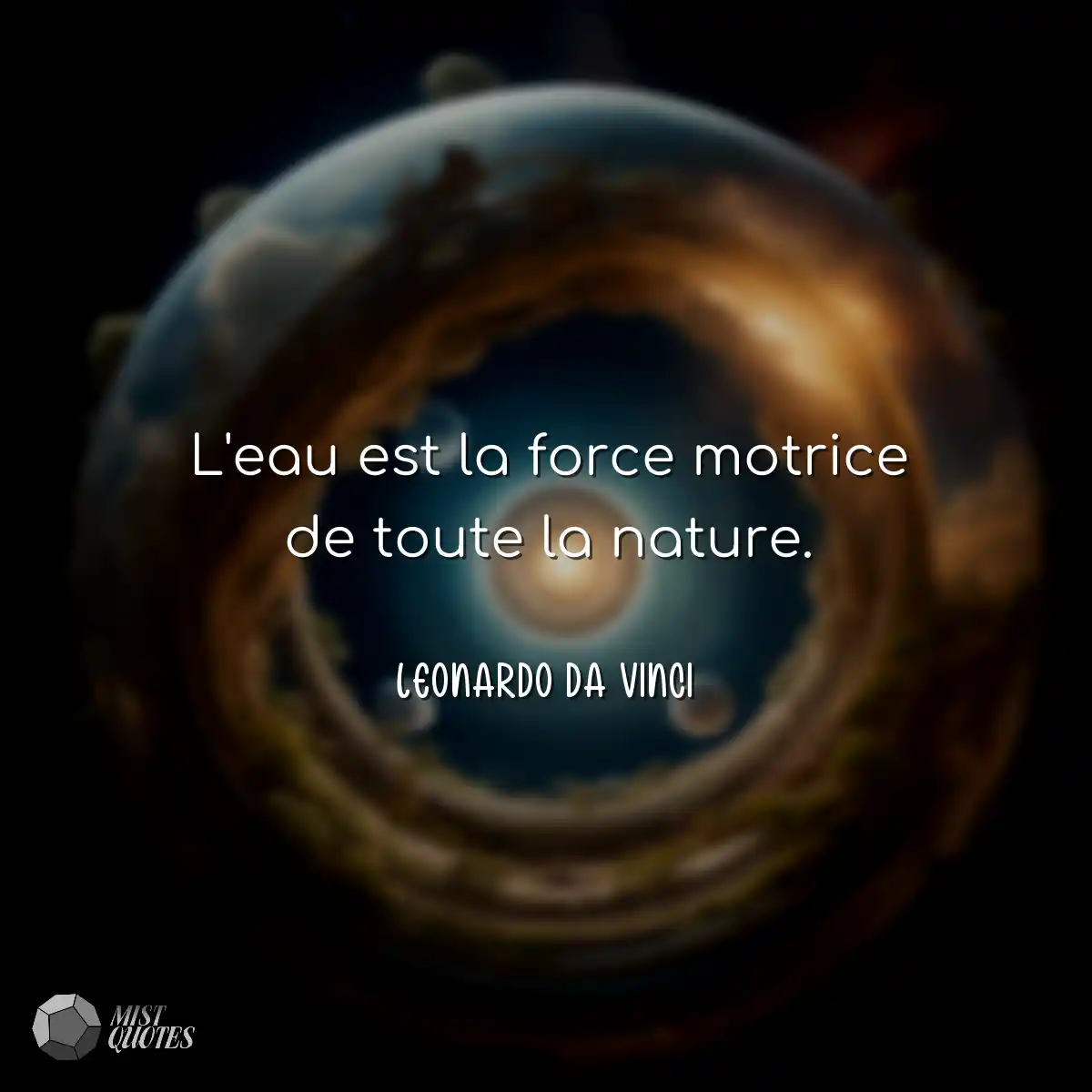 L'eau est la force motrice de toute la nature.