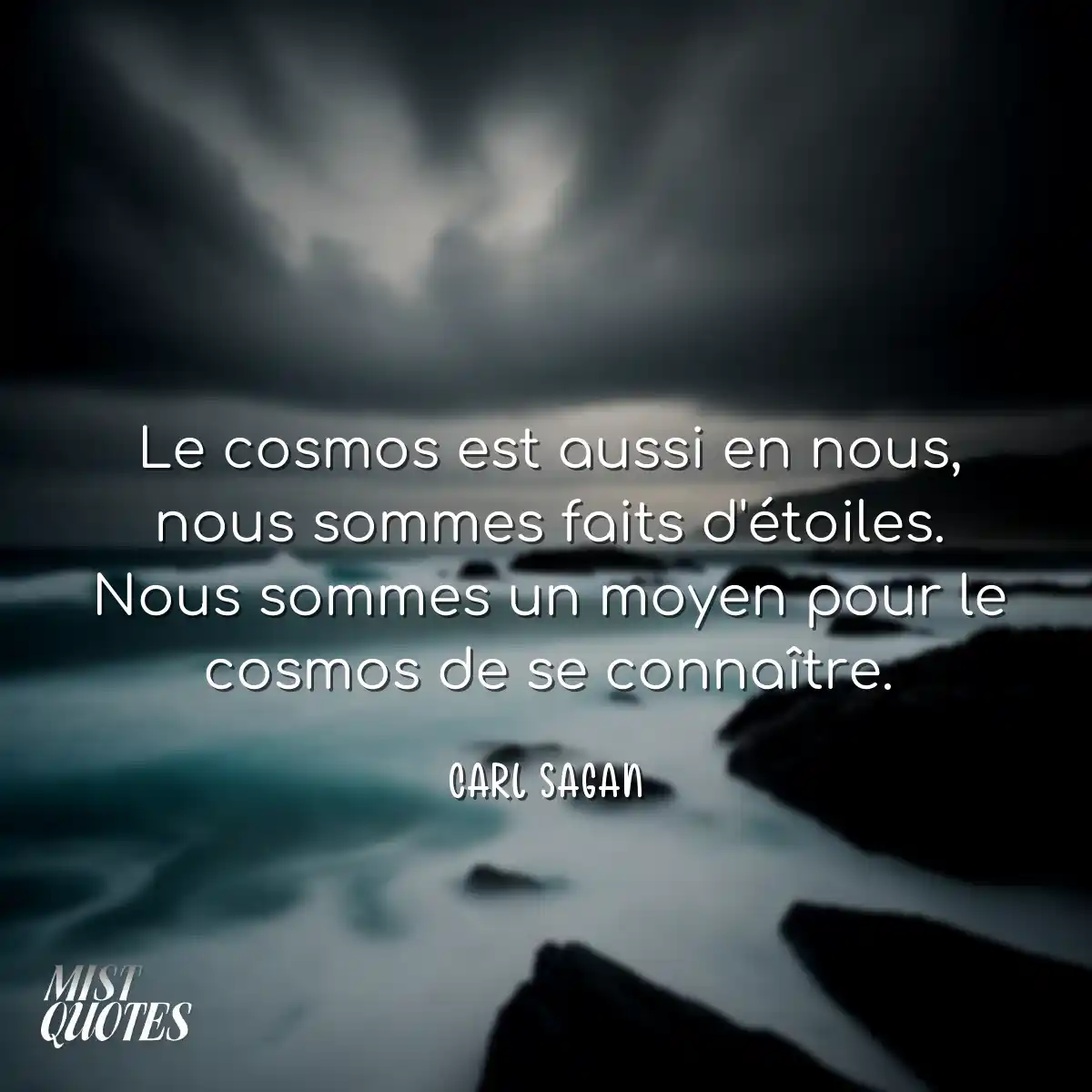 Le cosmos est aussi en nous, nous sommes faits d'é