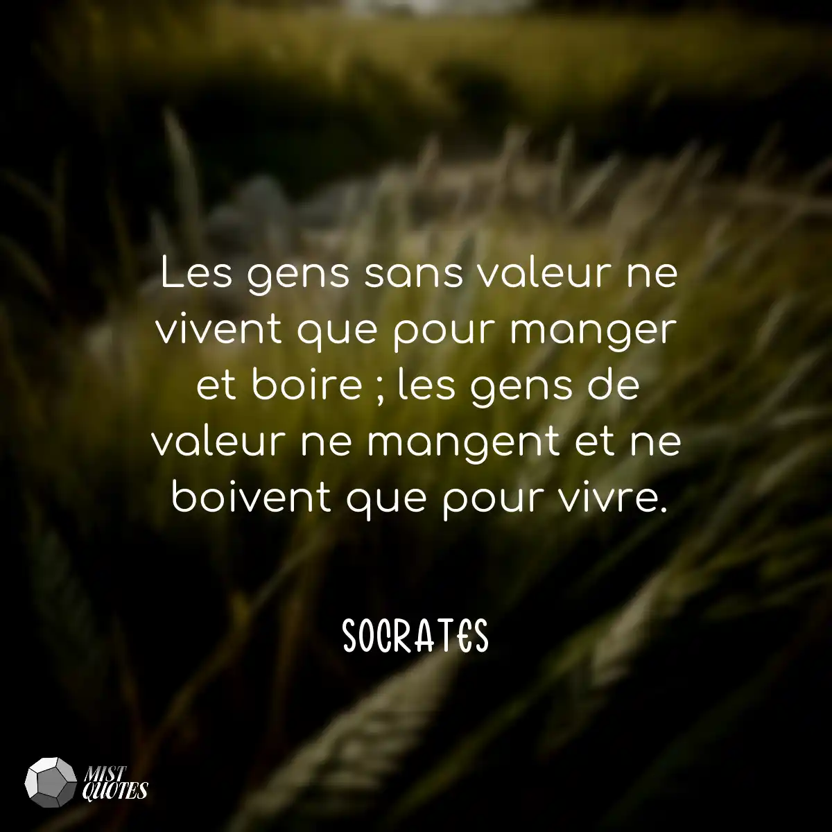 Les gens sans valeur ne vivent que pour 