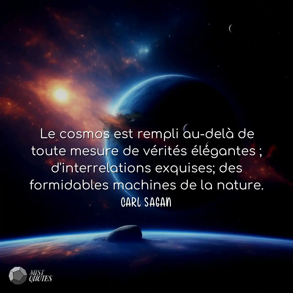 Le cosmos est rempli au-delà de toute mesure de vé
