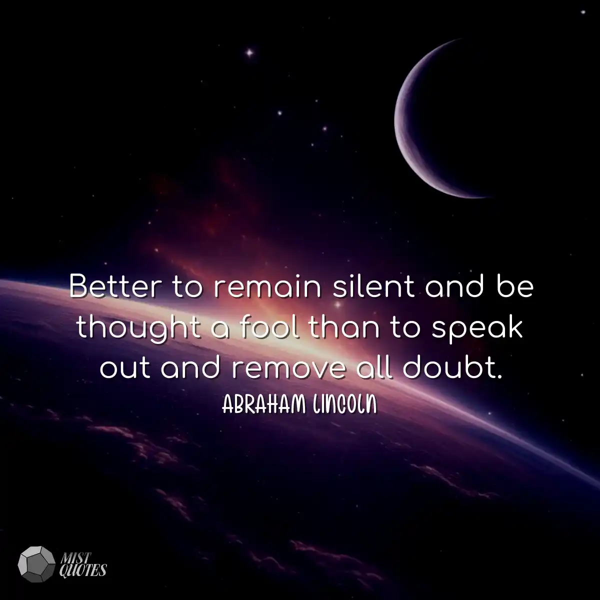 Better to remain silent and be thought a fool than