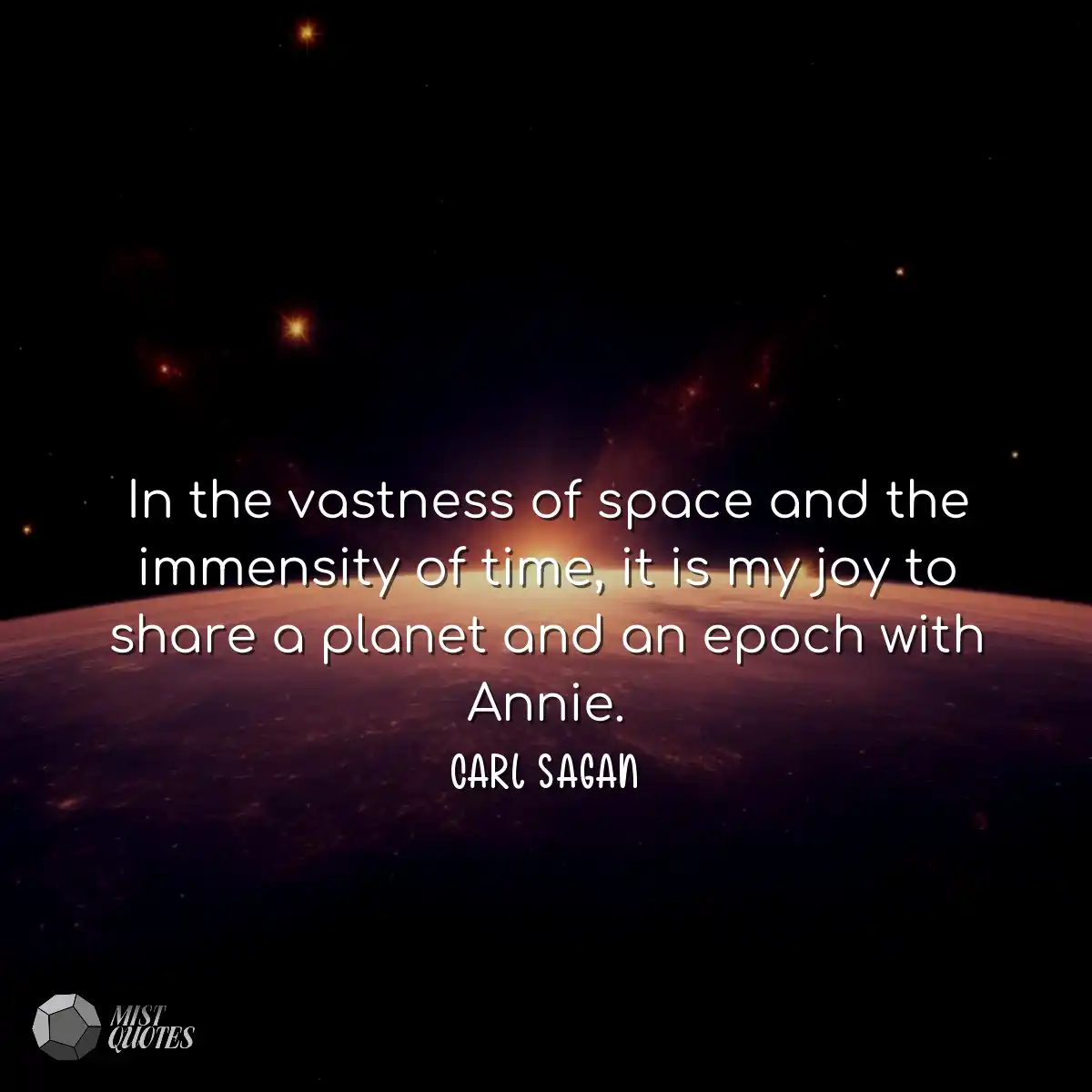 Dans l'immensité de l'espace et l'immen