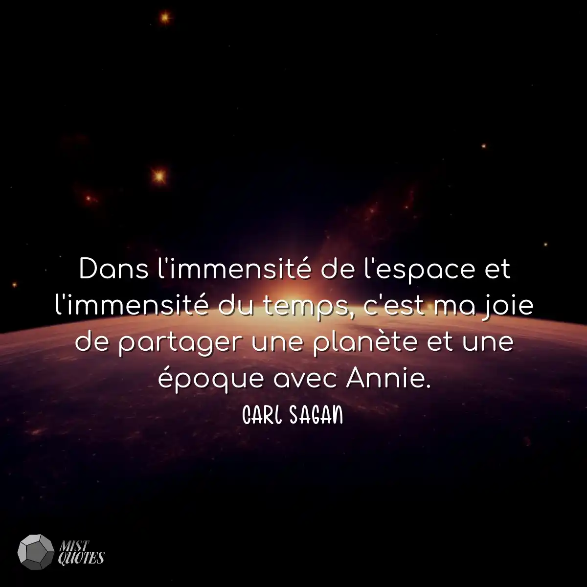 Dans l'immensité de l'espace et l'immensité du tem
