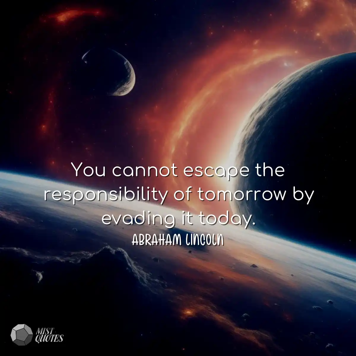 You cannot escape the responsibility of tomorrow b