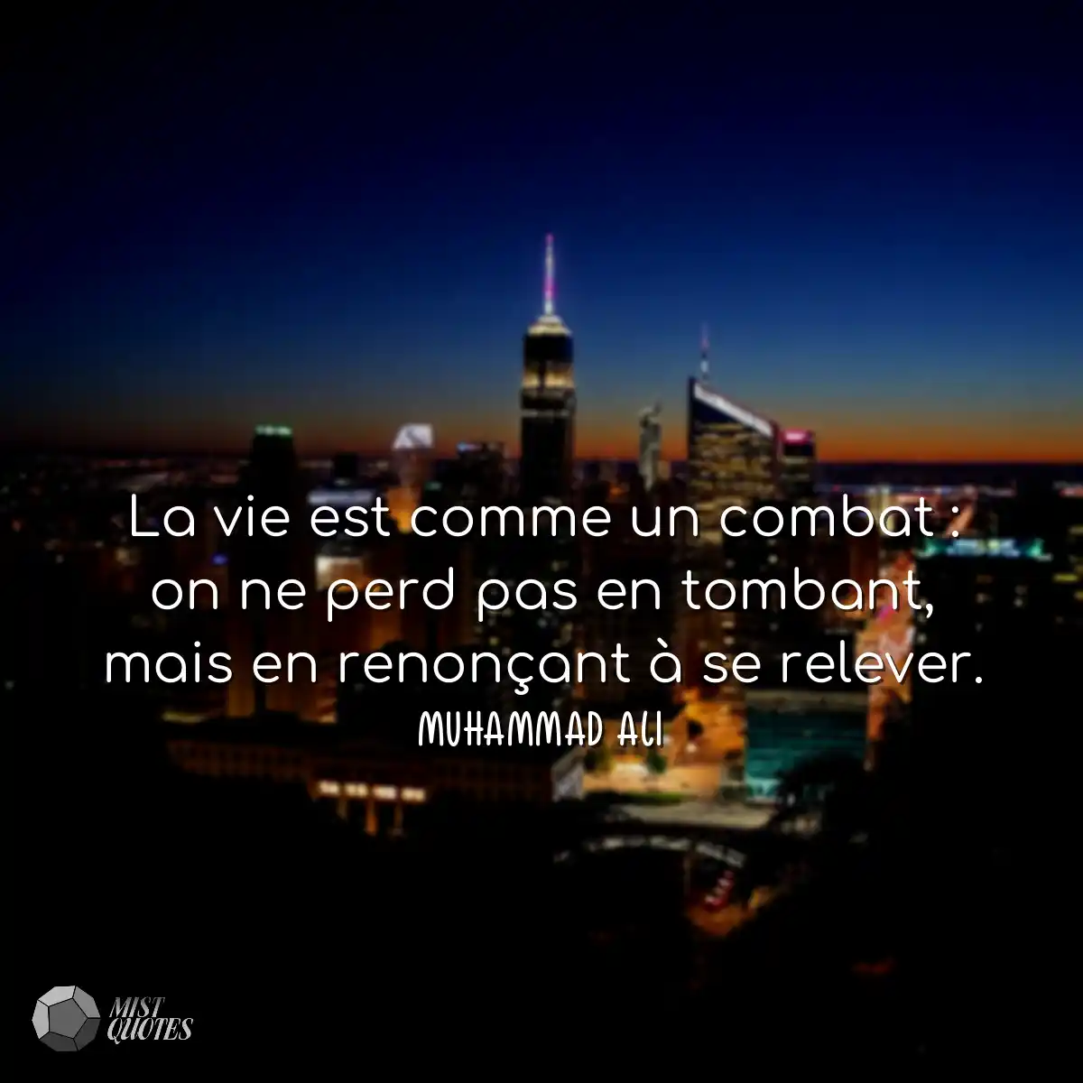 La vie est comme un combat : on ne perd pas en tom
