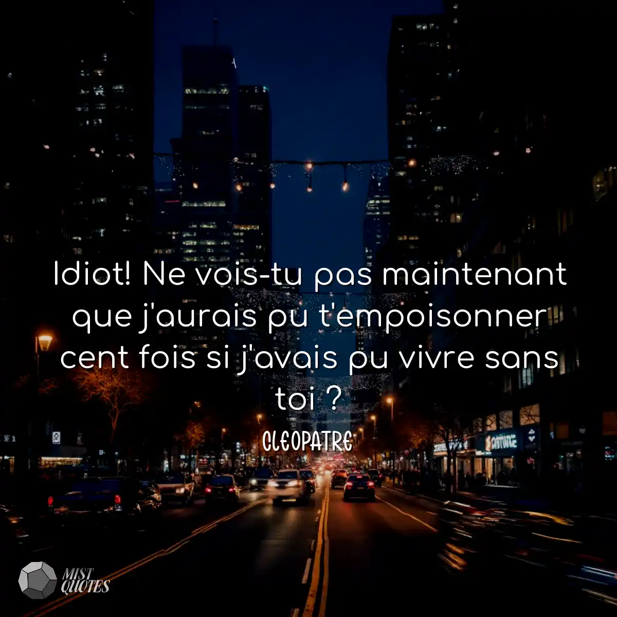 Idiot! Ne vois-tu pas maintenant que j'aurais pu t