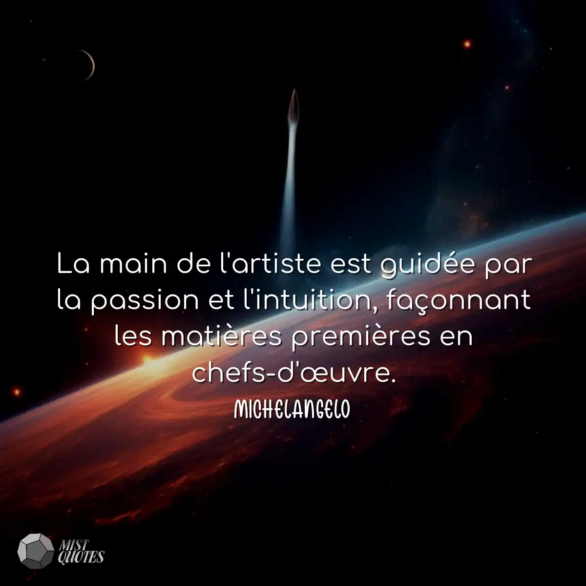 La main de l'artiste est guidée par la 