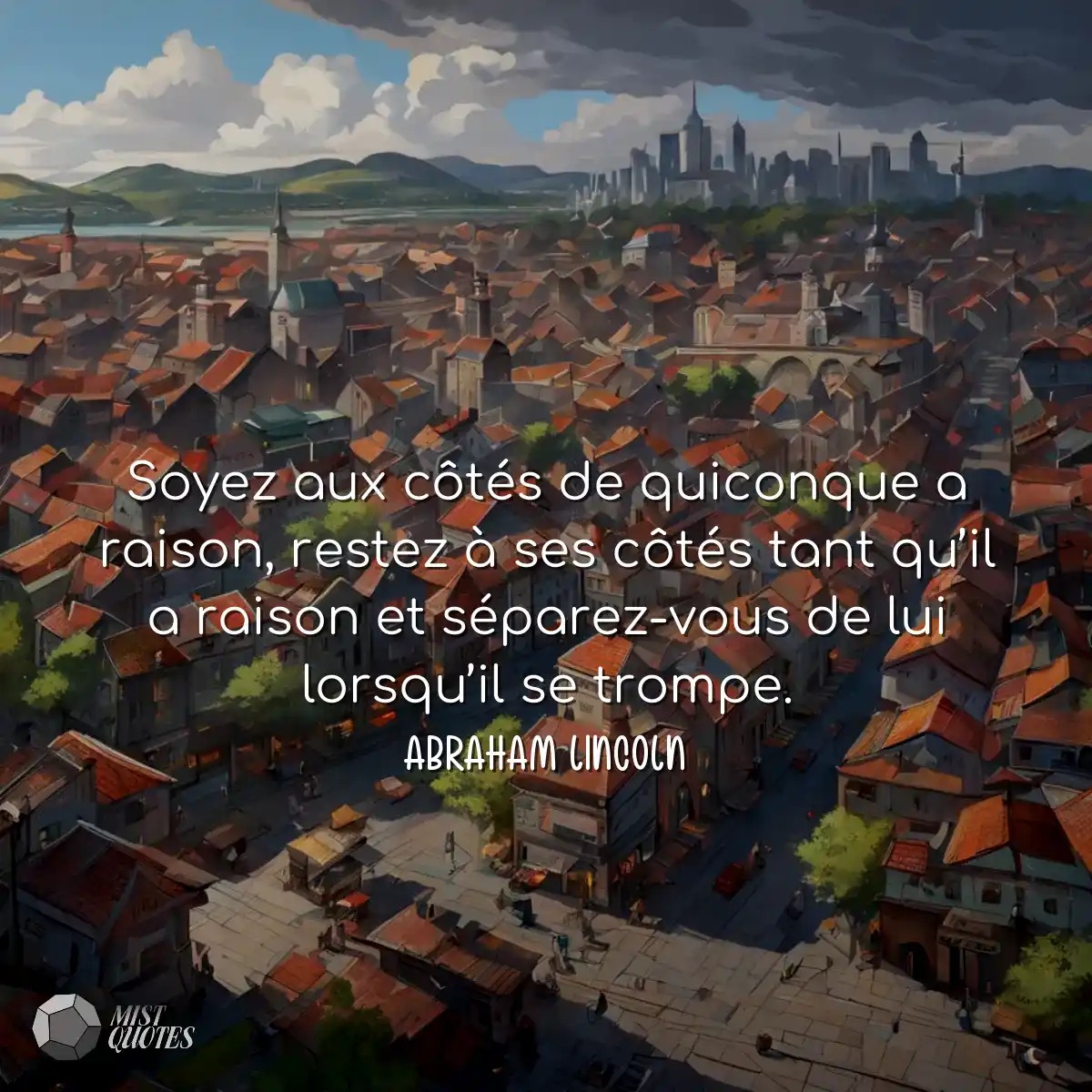 Soyez aux côtés de quiconque a raison, restez à se