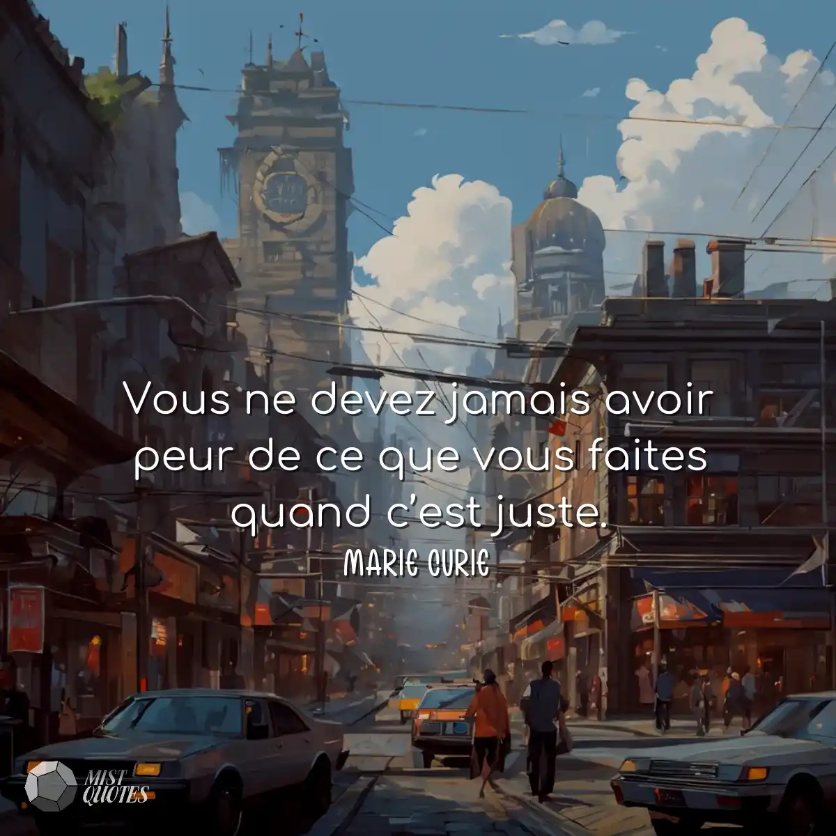 Vous ne devez jamais avoir peur de ce que vous fai