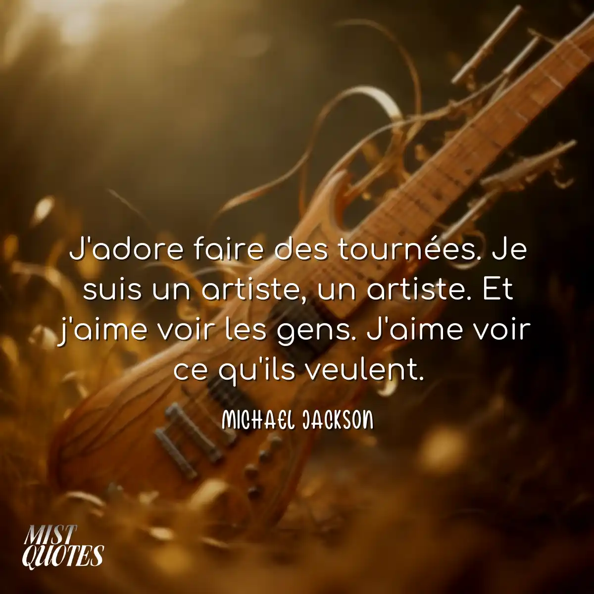 J'adore faire des tournées. Je suis un artiste, un