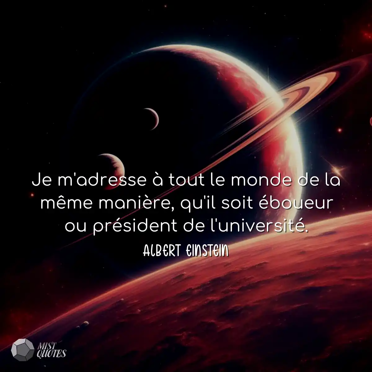 Je m'adresse à tout le monde de la même manière, q