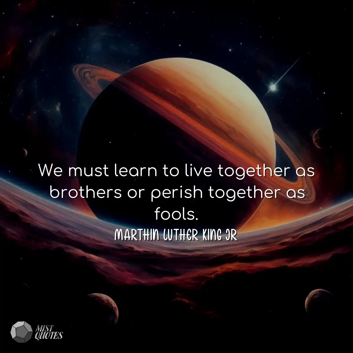We must learn to live together as brothe