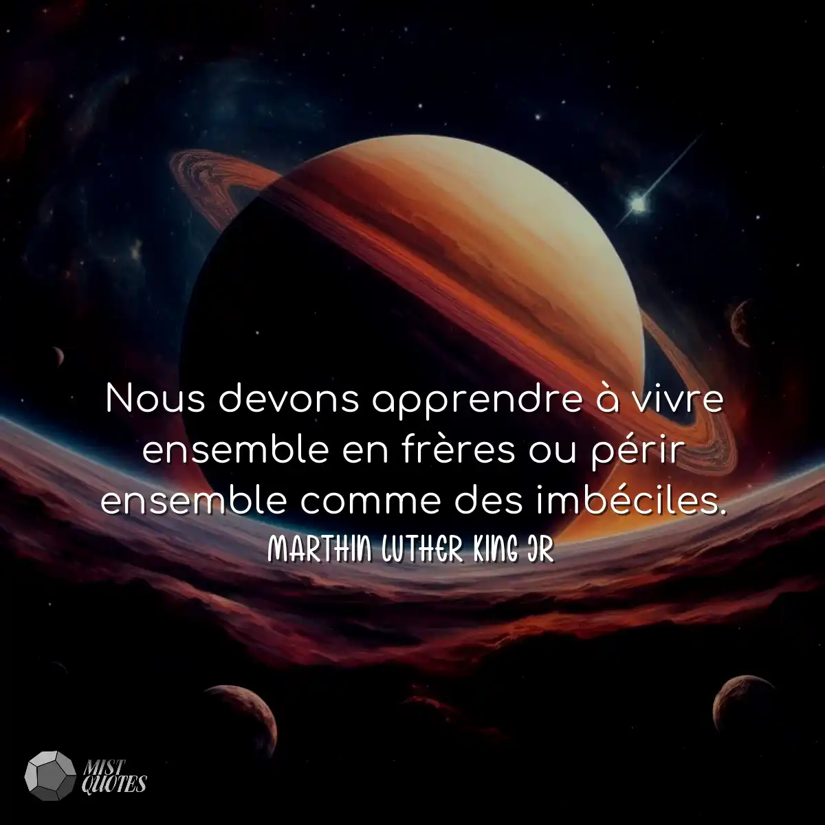 Nous devons apprendre à vivre ensemble en frères o